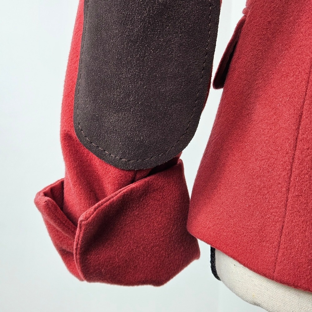 Max Mara Red Wool Fall Winter Blazer Jacket Elbow Patches Women's 8 | FLAW - Picture 4 of 16